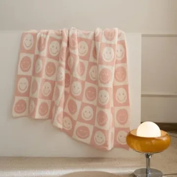 Ultra-Soft Smiley Face Checkered Throw Blanket for Cozy Nights
