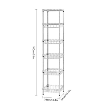 LANGRIA 6-Tier Bathroom Shelving Unit with 198 lbs Capacity