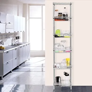 LANGRIA 6-Tier Bathroom Shelving Unit with 198 lbs Capacity