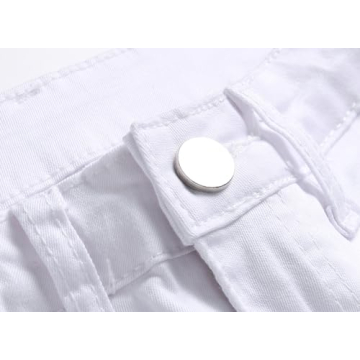 LONGBIDA Baggy Jeans for Women High Waisted Stretch Wide Leg Straight Denim Jeans(White,S)