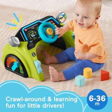 Fisher-Price Baby & Toddler Learning Toy Laugh & Learn Sit & Steer Driver Car Activity Center with S...