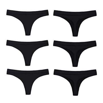 NOWKETON Women’s Underwear Thong Panties - Seamless Thongs for Women, No Show Underwear Pack