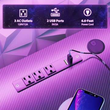 MOTPK 31 Inch Small Gaming Desk with LED Lights & Power Outlets, Computer Desk Gaming Table with Monitor Shelf, Gamer Desk with Carbon Fiber Texture, Kids Boys Desk Gift for Men