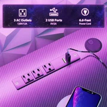 MOTPK 31 Inch Small Gaming Desk with LED Lights & Power Outlets, Computer Desk Gaming Table with Monitor Shelf, Gamer Desk with Carbon Fiber Texture, Kids Boys Desk Gift for Men