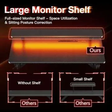 MOTPK 31 Inch Small Gaming Desk with LED Lights & Power Outlets, Computer Desk Gaming Table with Monitor Shelf, Gamer Desk with Carbon Fiber Texture, Kids Boys Desk Gift for Men