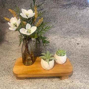 Liswit Farmhouse Wood Tray Rustic Wooden Pedestal 12 * 5.5 * 2 inches Decorative Wood Riser for Farmhouse Kitchen Counter Bathroom Room Decor (Brown)