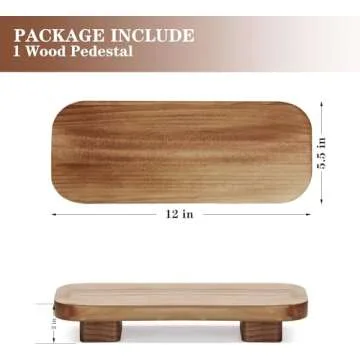 Liswit Farmhouse Wood Tray Rustic Wooden Pedestal 12 * 5.5 * 2 inches Decorative Wood Riser for Farmhouse Kitchen Counter Bathroom Room Decor (Brown)