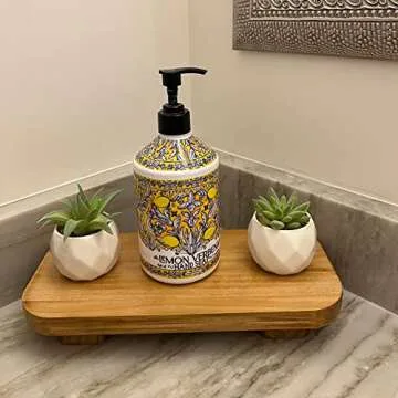 Liswit Farmhouse Wood Tray Rustic Wooden Pedestal 12 * 5.5 * 2 inches Decorative Wood Riser for Farmhouse Kitchen Counter Bathroom Room Decor (Brown)