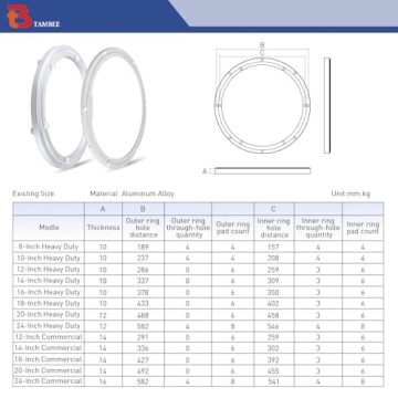 TamBee 10 Inch Heavy Duty Lazy Susan Turntable Bearing