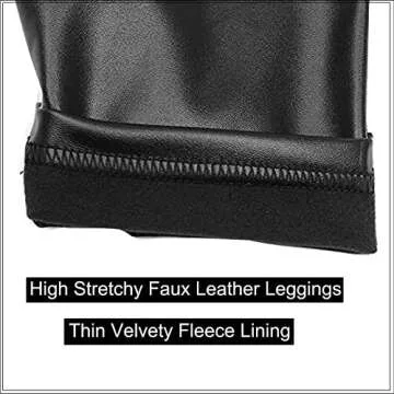 Tulucky Womens Sexy Pants Girls Faux Leather High Waisted Leggings (L, Black)