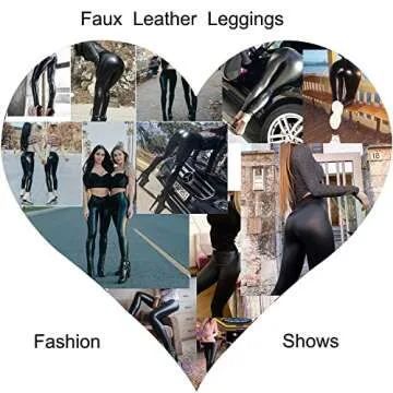 Tulucky Womens Sexy Pants Girls Faux Leather High Waisted Leggings (L, Black)