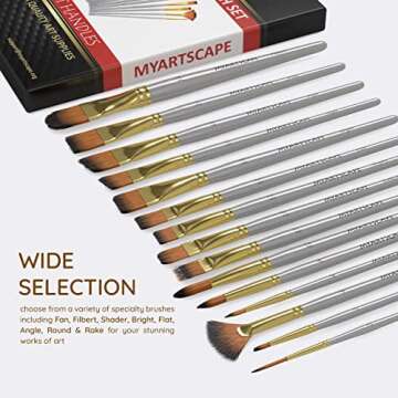 MyArtscape Paint Brush Set - 15 Versatile Art Brushes