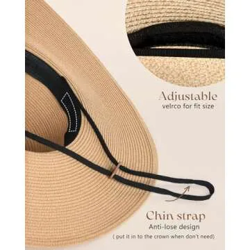 FURTALK Women's Wide Brim Sun Straw Hat UPF 80 Protection