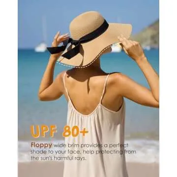 FURTALK Women's Wide Brim Sun Straw Hat UPF 80 Protection