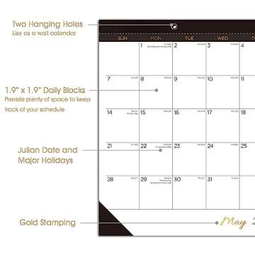Desk Calendar 2024, 17" x 12" Large Monthly Desk Pad Calendar for Planning & Organizing, 18 Months Desktop/Wall Calendar from July 2023 to December 2024 (Black)