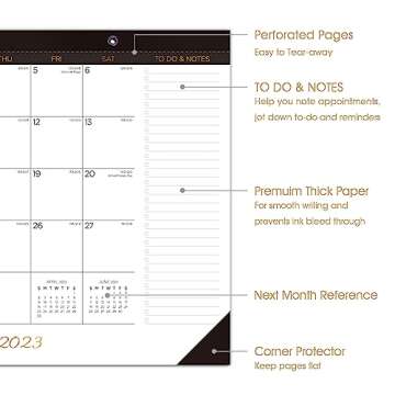 Desk Calendar 2024, 17" x 12" Large Monthly Desk Pad Calendar for Planning & Organizing, 18 Months Desktop/Wall Calendar from July 2023 to December 2024 (Black)