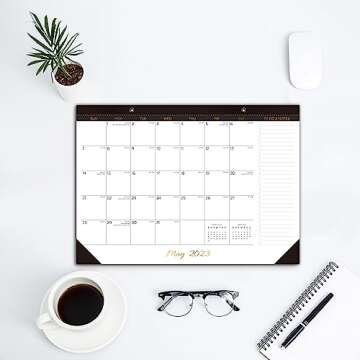 Desk Calendar 2024, 17" x 12" Large Monthly Desk Pad Calendar for Planning & Organizing, 18 Months Desktop/Wall Calendar from July 2023 to December 2024 (Black)
