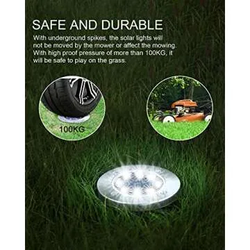 UFOND 8 Pack Solar Ground Lights, Outdoor Waterproof Solar Garden Lights Decor, Disk Solar Deck Lights, Landscape Lighting for Patio Pathway Yard,Outdoor Lights (Cold White)