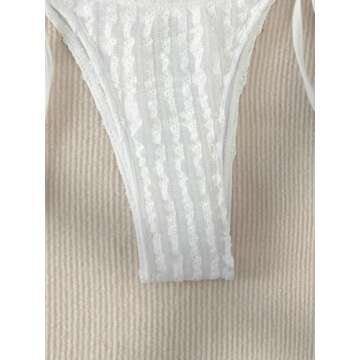 GORGLITTER Women's High Cut Textured Halter Bikini Set