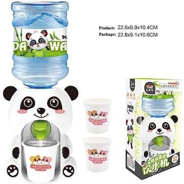 LUOZZY Mini Water Dispenser for Kids Lovely Cartoon Piggy Frog Water Machine Kids Drinking Water Fountains Toys for Kids (Panda)
