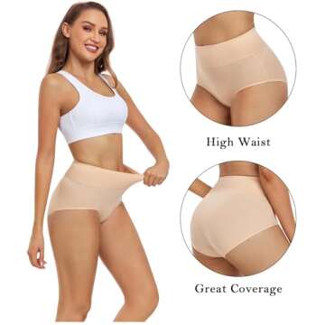 Wirarpa Women's Cotton Postpartum Underwear High Waisted Ladies Panties Full Coverage Briefs 4 Pack ...