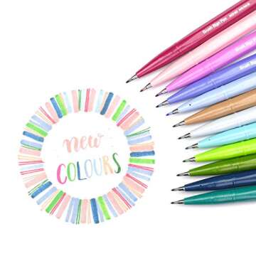 Pentel Arts Sign Pen Brush Tip, Assorted Colors, 12 Pack Box (SES15C2PC12)