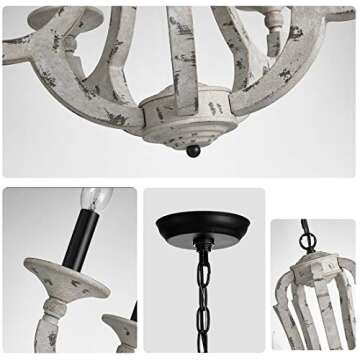 TZOE Rustic Wrought Iron Chandelier,5-Light Candle Chandeliers,Vintage Style,22.5 inch Wide Farmhouse Pendant Lighting,for Dining Rooms,Bedroom,Foyer,Kitchen