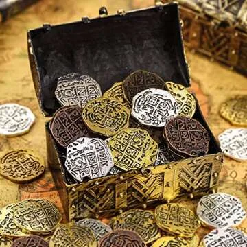 Hicarer 35 Pieces Gold Coins Pirate Coins Metal Fake Coins Pirate Treasure Coin Toys for Party Favor...