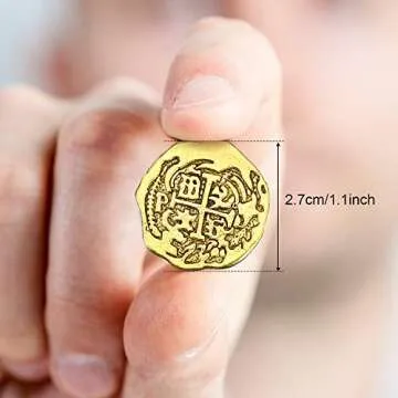 Hicarer 35 Pieces Gold Coins Pirate Coins Metal Fake Coins Pirate Treasure Coin Toys for Party Favor Decorations, Bronze, Red Antique Bronze, Antique Gold and Antique Silver