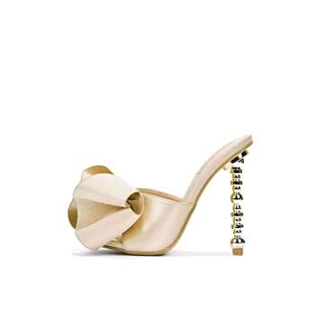 Cape Robbin Salsa Sexy High Heels for Women, Oval Open Toe Shoes Heels - Nude Size 8