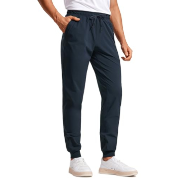 CRZ YOGA Athletic Joggers for Men - Lightweight Water Resistant Workout Pants