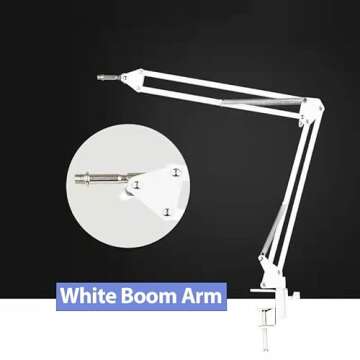 HyperX Quadcast S Mic Boom Arm - Adjustable White Stand Compatible With HyperX Quadcast Microphone By YUZUHOME