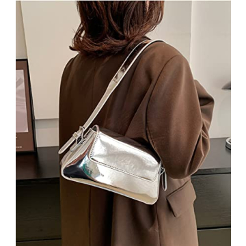 Sparkly Silver Evening Hobo Bag Women Y2K Party Clutch