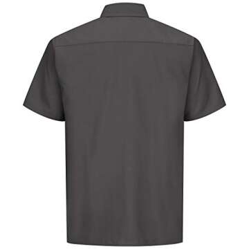 Red Kap Men's Solid Rip Stop Shirt, Charcoal, Short Sleeve 2X-Large