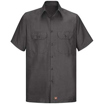 Red Kap Men's Solid Rip Stop Shirt, Charcoal, Short Sleeve 2X-Large
