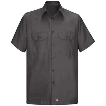 Red Kap Men's Solid Rip Stop Shirt, Charcoal, Short Sleeve 2X-Large