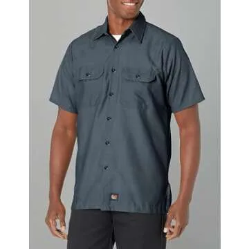Red Kap Men's Solid Rip Stop Shirt, Charcoal, Short Sleeve 2X-Large