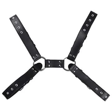 YiZYiF Men's Adjustable Leather Body Chest Harness Belt Clubwear with Fancy Buckles Stage Black One Size