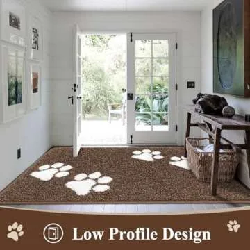 Vaukki Indoor Doormat Entryway Door Mat, Non Slip Absorbent Mud Trapper Mats, Low-Profile Inside Floor Mats, Soft Washable Large Mats Door Carpet for Entryway (Khaki, 5'x7')