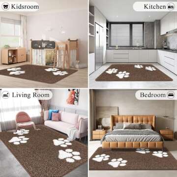 Vaukki Indoor Doormat Entryway Door Mat, Non Slip Absorbent Mud Trapper Mats, Low-Profile Inside Floor Mats, Soft Washable Large Mats Door Carpet for Entryway (Khaki, 5'x7')