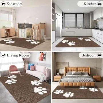 Vaukki Indoor Doormat Entryway Door Mat, Non Slip Absorbent Mud Trapper Mats, Low-Profile Inside Floor Mats, Soft Washable Large Mats Door Carpet for Entryway (Khaki, 5'x7')