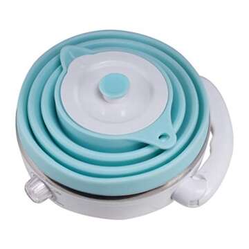 Travel Kettle, Silicone Foldable Electric Kettle,0.6 Liter, Adjustable control（110V）, Blue