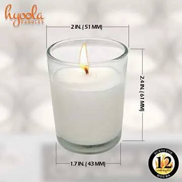 Hyoola White Votive Candles - Elegant 12 Hour Burn Pack
