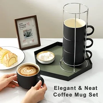 Stylish Hasense Coffee Mug Set - Stackable, Dishwasher Safe
