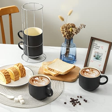 Stylish Hasense Coffee Mug Set - Stackable, Dishwasher Safe