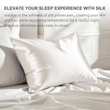 Silk Pillow Case with Hidden Zipper, Ravmix Both Sides Mulberry Silk Pillowcase Standard Size 20×26inches, Gift for Women Men, 1PCS, Undyed Ivory White