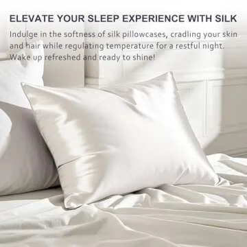 Silk Pillow Case with Hidden Zipper, Ravmix Both Sides Mulberry Silk Pillowcase Standard Size 20×26inches, Gift for Women Men, 1PCS, Undyed Ivory White