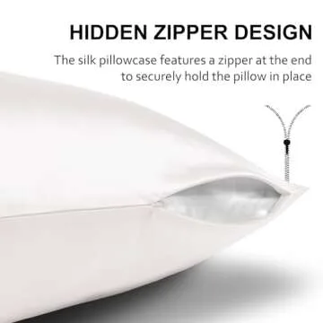 Silk Pillow Case with Hidden Zipper, Ravmix Both Sides Mulberry Silk Pillowcase Standard Size 20×26inches, Gift for Women Men, 1PCS, Undyed Ivory White