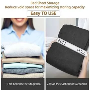 Bed Sheet Organizer Bands - Sheet Keepers for Organizing,Elastic Sheet Storage Organizer for Linen Closet - Sheet Linen Labels for Bedding Sets-Bed Bands Sheet Storage for Organization