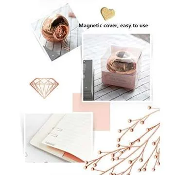 Luxury Rose Gold Paper Clips in Magnetic Holder, 100 Count